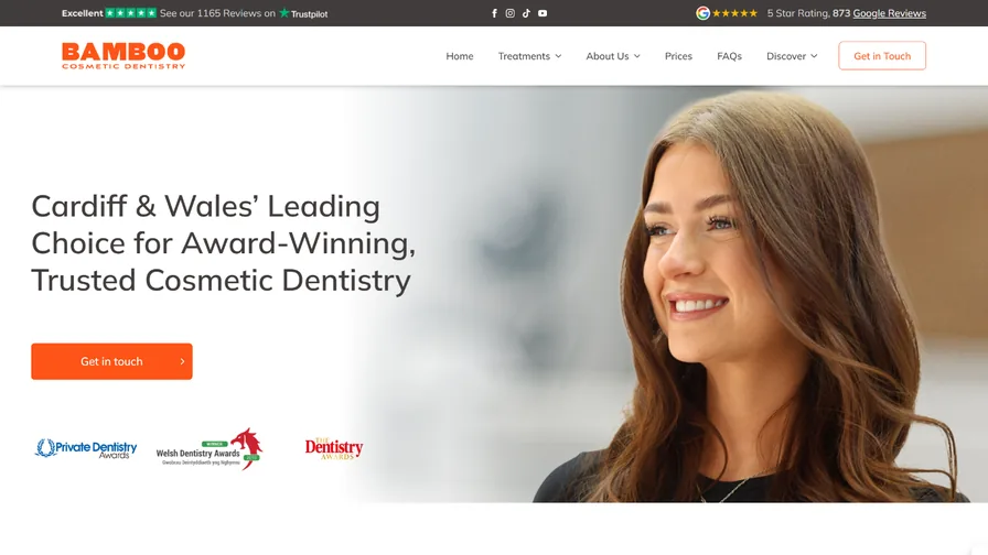 Bamboo Cosmetic Dentistry website homepage