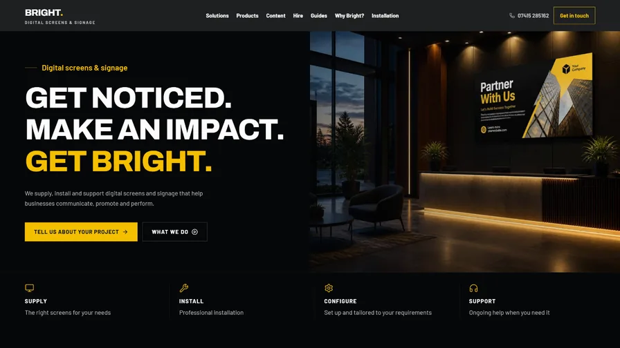 Bright website homepage