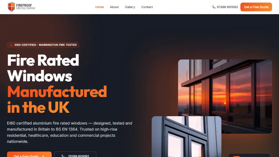 Fire Proof Window Company website homepage