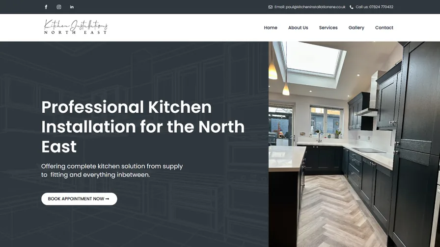 Kitchen Installations North East website homepage
