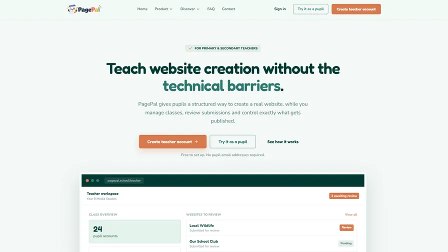 PagePal website homepage