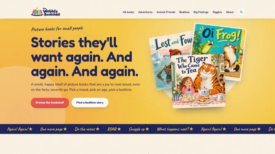The Wobbly Bookshelf website homepage