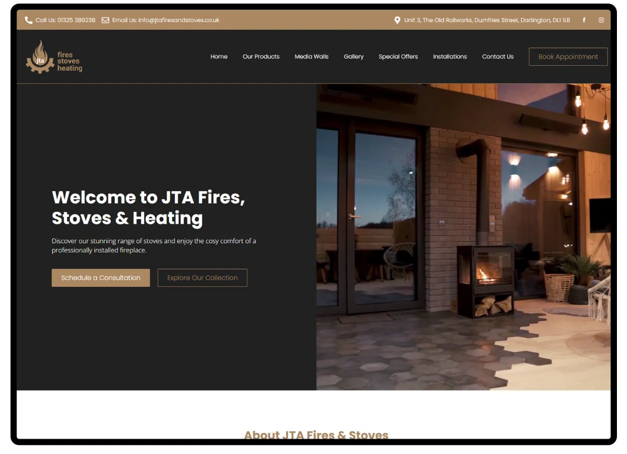 JTA Fires web design example